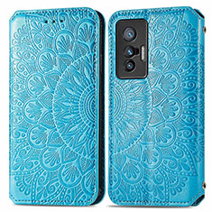 Coque Portefeuille Motif Fantaisie Livre Cuir Etui Clapet S01D pour Vivo X70 5G Bleu