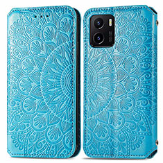 Coque Portefeuille Motif Fantaisie Livre Cuir Etui Clapet S01D pour Vivo Y01 Bleu