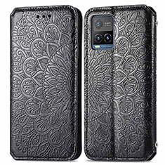 Coque Portefeuille Motif Fantaisie Livre Cuir Etui Clapet S01D pour Vivo Y21 Noir