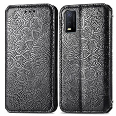 Coque Portefeuille Motif Fantaisie Livre Cuir Etui Clapet S01D pour Vivo Y3s (2021) Noir