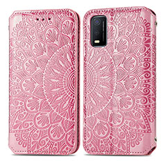 Coque Portefeuille Motif Fantaisie Livre Cuir Etui Clapet S01D pour Vivo Y3s (2021) Or Rose