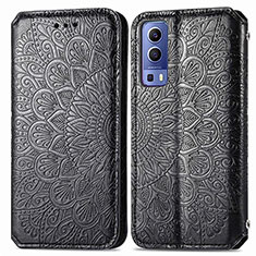 Coque Portefeuille Motif Fantaisie Livre Cuir Etui Clapet S01D pour Vivo Y52 5G Noir