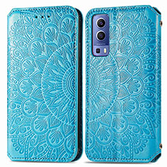 Coque Portefeuille Motif Fantaisie Livre Cuir Etui Clapet S01D pour Vivo Y72 5G Bleu