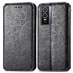 Coque Portefeuille Motif Fantaisie Livre Cuir Etui Clapet S01D pour Vivo Y76 5G Noir