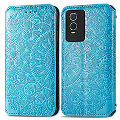 Coque Portefeuille Motif Fantaisie Livre Cuir Etui Clapet S01D pour Vivo Y76s 5G Bleu