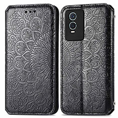 Coque Portefeuille Motif Fantaisie Livre Cuir Etui Clapet S01D pour Vivo Y76s 5G Noir