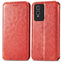 Coque Portefeuille Motif Fantaisie Livre Cuir Etui Clapet S01D pour Vivo Y76s 5G Rouge