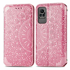 Coque Portefeuille Motif Fantaisie Livre Cuir Etui Clapet S01D pour Xiaomi Civi 1S 5G Or Rose