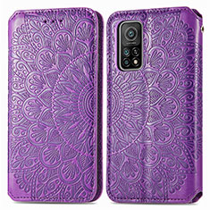 Coque Portefeuille Motif Fantaisie Livre Cuir Etui Clapet S01D pour Xiaomi Mi 10T Pro 5G Violet