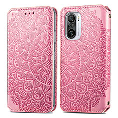 Coque Portefeuille Motif Fantaisie Livre Cuir Etui Clapet S01D pour Xiaomi Mi 11i 5G Or Rose