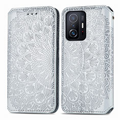 Coque Portefeuille Motif Fantaisie Livre Cuir Etui Clapet S01D pour Xiaomi Mi 11T 5G Argent