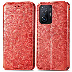 Coque Portefeuille Motif Fantaisie Livre Cuir Etui Clapet S01D pour Xiaomi Mi 11T 5G Rouge