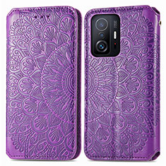 Coque Portefeuille Motif Fantaisie Livre Cuir Etui Clapet S01D pour Xiaomi Mi 11T 5G Violet