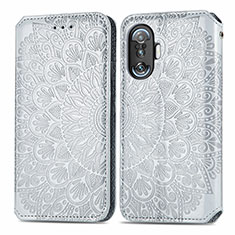 Coque Portefeuille Motif Fantaisie Livre Cuir Etui Clapet S01D pour Xiaomi Poco F4 GT 5G Argent