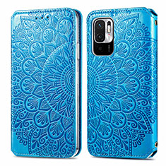 Coque Portefeuille Motif Fantaisie Livre Cuir Etui Clapet S01D pour Xiaomi POCO M3 Pro 5G Bleu