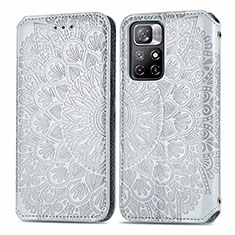 Coque Portefeuille Motif Fantaisie Livre Cuir Etui Clapet S01D pour Xiaomi Poco M4 Pro 5G Argent