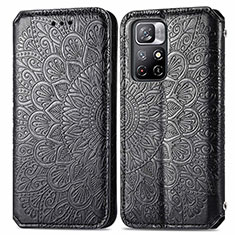 Coque Portefeuille Motif Fantaisie Livre Cuir Etui Clapet S01D pour Xiaomi Poco M4 Pro 5G Noir