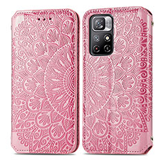 Coque Portefeuille Motif Fantaisie Livre Cuir Etui Clapet S01D pour Xiaomi Poco M4 Pro 5G Or Rose