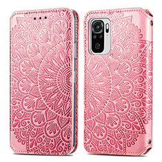 Coque Portefeuille Motif Fantaisie Livre Cuir Etui Clapet S01D pour Xiaomi Poco M5S Or Rose