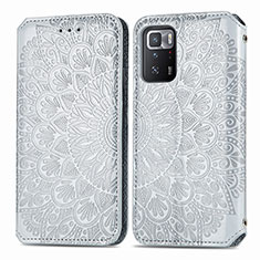 Coque Portefeuille Motif Fantaisie Livre Cuir Etui Clapet S01D pour Xiaomi Poco X3 GT 5G Argent