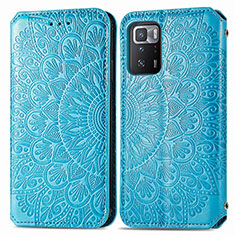 Coque Portefeuille Motif Fantaisie Livre Cuir Etui Clapet S01D pour Xiaomi Poco X3 GT 5G Bleu