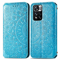 Coque Portefeuille Motif Fantaisie Livre Cuir Etui Clapet S01D pour Xiaomi Poco X4 NFC Bleu