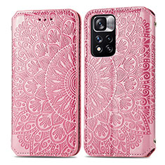 Coque Portefeuille Motif Fantaisie Livre Cuir Etui Clapet S01D pour Xiaomi Poco X4 NFC Or Rose