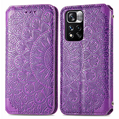 Coque Portefeuille Motif Fantaisie Livre Cuir Etui Clapet S01D pour Xiaomi Poco X4 NFC Violet