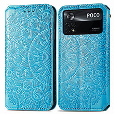 Coque Portefeuille Motif Fantaisie Livre Cuir Etui Clapet S01D pour Xiaomi Poco X4 Pro 5G Bleu