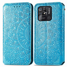 Coque Portefeuille Motif Fantaisie Livre Cuir Etui Clapet S01D pour Xiaomi Redmi 10 India Bleu