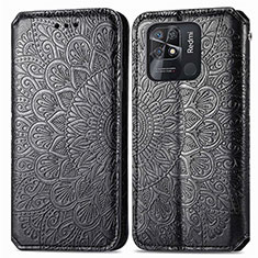 Coque Portefeuille Motif Fantaisie Livre Cuir Etui Clapet S01D pour Xiaomi Redmi 10 India Noir