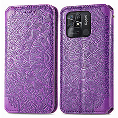 Coque Portefeuille Motif Fantaisie Livre Cuir Etui Clapet S01D pour Xiaomi Redmi 10 India Violet