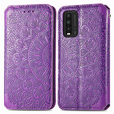 Coque Portefeuille Motif Fantaisie Livre Cuir Etui Clapet S01D pour Xiaomi Redmi 9 Power Violet