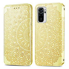 Coque Portefeuille Motif Fantaisie Livre Cuir Etui Clapet S01D pour Xiaomi Redmi Note 10 4G Or