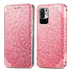 Coque Portefeuille Motif Fantaisie Livre Cuir Etui Clapet S01D pour Xiaomi Redmi Note 10 5G Or Rose