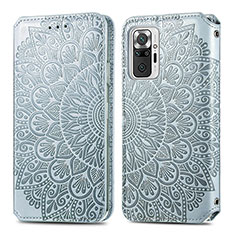 Coque Portefeuille Motif Fantaisie Livre Cuir Etui Clapet S01D pour Xiaomi Redmi Note 10 Pro Max Argent