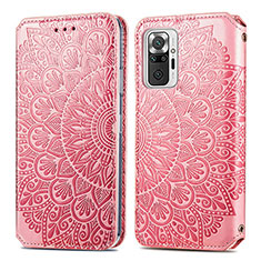 Coque Portefeuille Motif Fantaisie Livre Cuir Etui Clapet S01D pour Xiaomi Redmi Note 10 Pro Max Or Rose