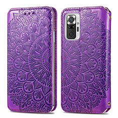 Coque Portefeuille Motif Fantaisie Livre Cuir Etui Clapet S01D pour Xiaomi Redmi Note 10 Pro Max Violet