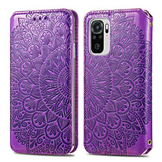 Coque Portefeuille Motif Fantaisie Livre Cuir Etui Clapet S01D pour Xiaomi Redmi Note 10S 4G Violet