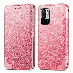 Coque Portefeuille Motif Fantaisie Livre Cuir Etui Clapet S01D pour Xiaomi Redmi Note 10T 5G Or Rose