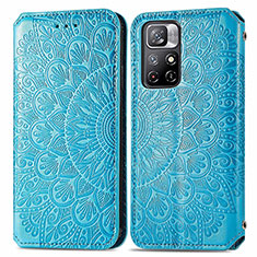 Coque Portefeuille Motif Fantaisie Livre Cuir Etui Clapet S01D pour Xiaomi Redmi Note 11 5G Bleu