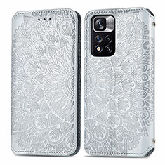 Coque Portefeuille Motif Fantaisie Livre Cuir Etui Clapet S01D pour Xiaomi Redmi Note 11 Pro+ Plus 5G Argent