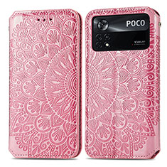 Coque Portefeuille Motif Fantaisie Livre Cuir Etui Clapet S01D pour Xiaomi Redmi Note 11E Pro 5G Or Rose