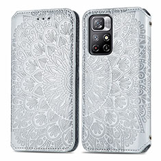 Coque Portefeuille Motif Fantaisie Livre Cuir Etui Clapet S01D pour Xiaomi Redmi Note 11S 5G Argent