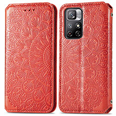 Coque Portefeuille Motif Fantaisie Livre Cuir Etui Clapet S01D pour Xiaomi Redmi Note 11S 5G Rouge