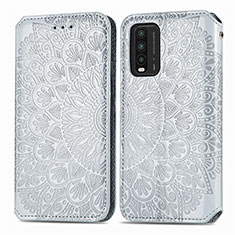 Coque Portefeuille Motif Fantaisie Livre Cuir Etui Clapet S01D pour Xiaomi Redmi Note 9 4G Argent