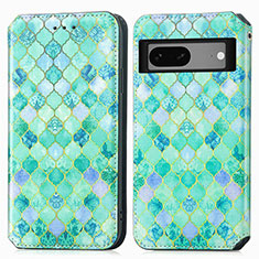 Coque Portefeuille Motif Fantaisie Livre Cuir Etui Clapet S02D pour Google Pixel 7 5G Vert