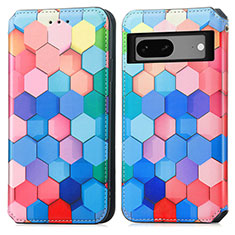 Coque Portefeuille Motif Fantaisie Livre Cuir Etui Clapet S02D pour Google Pixel 7a 5G Colorful