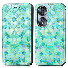 Coque Portefeuille Motif Fantaisie Livre Cuir Etui Clapet S02D pour Huawei Honor 70 5G Vert