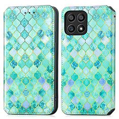 Coque Portefeuille Motif Fantaisie Livre Cuir Etui Clapet S02D pour Huawei Honor X30i Vert